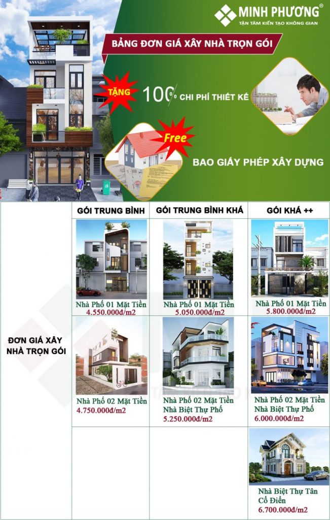 chi phí xây nhà biệt thự 3 tầng 90m2