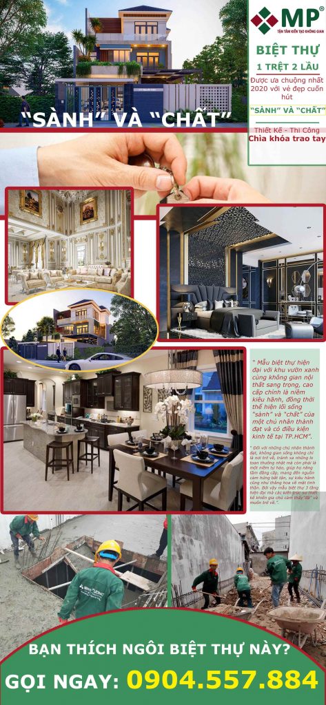 chi phí xây nhà biệt thự 3 tầng 90m2
