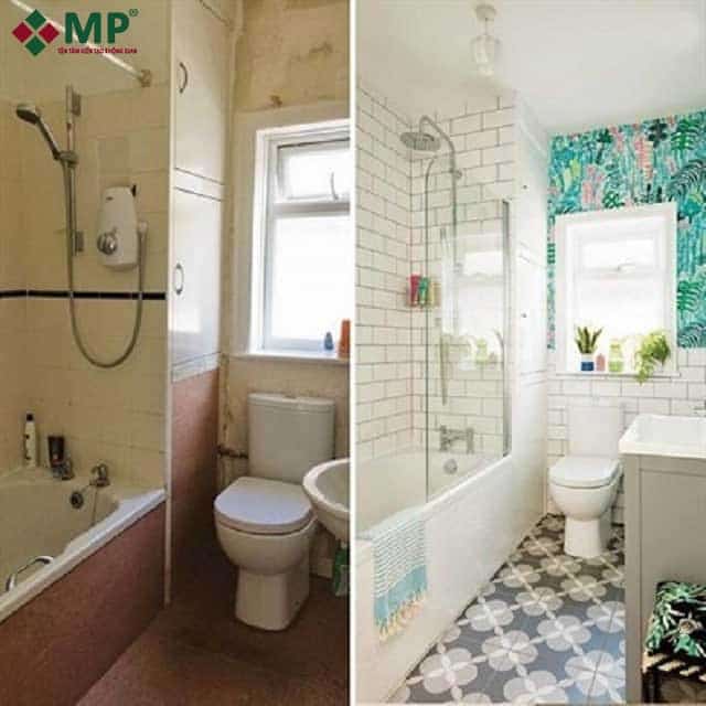 nhà vệ sinh trước và sau cải tạo
