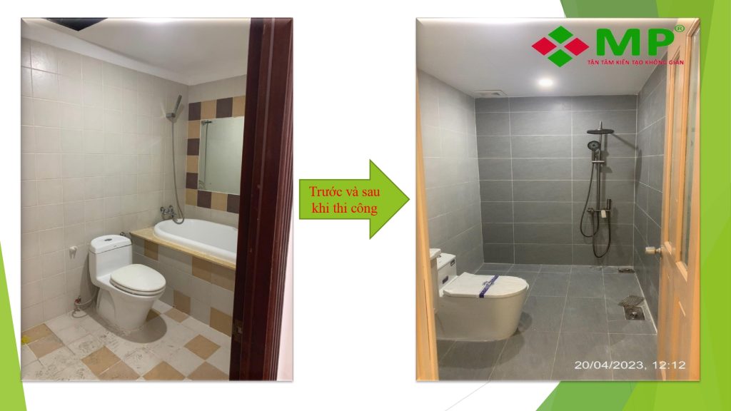 Hình ảnh thực tế nhà vệ sinh trước và sau khi thi công