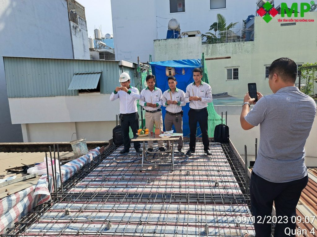 Nghiệm thu thép sàn lầu 2 nhà anh Sang - quận 4 (09/12/2023)