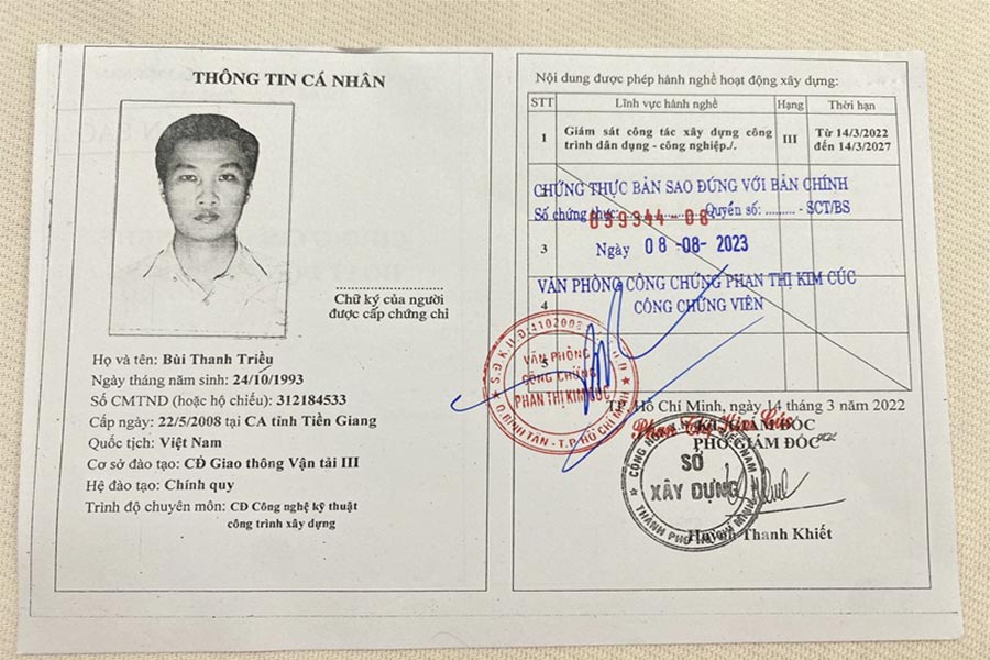 Giới thiệu về xây dựng Minh Phương 12 Bằng cấp và chứng chỉ của đội ngũ Xây dựng Minh Phương 4