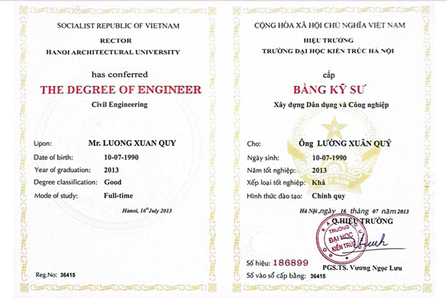 Giới thiệu về xây dựng Minh Phương 10 Bằng cấp và chứng chỉ của đội ngũ Xây dựng Minh Phương 2