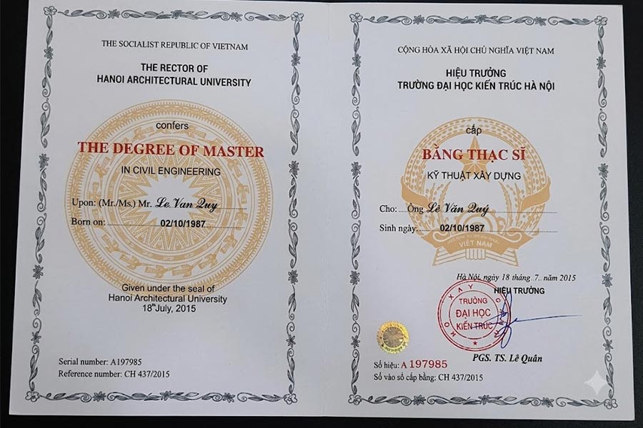 Giới thiệu về xây dựng Minh Phương 9 Bằng cấp và chứng chỉ của đội ngũ Xây dựng Minh Phương 1