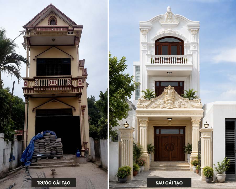 Cải tạo nhà 2 tầng cũ thành biệt thự