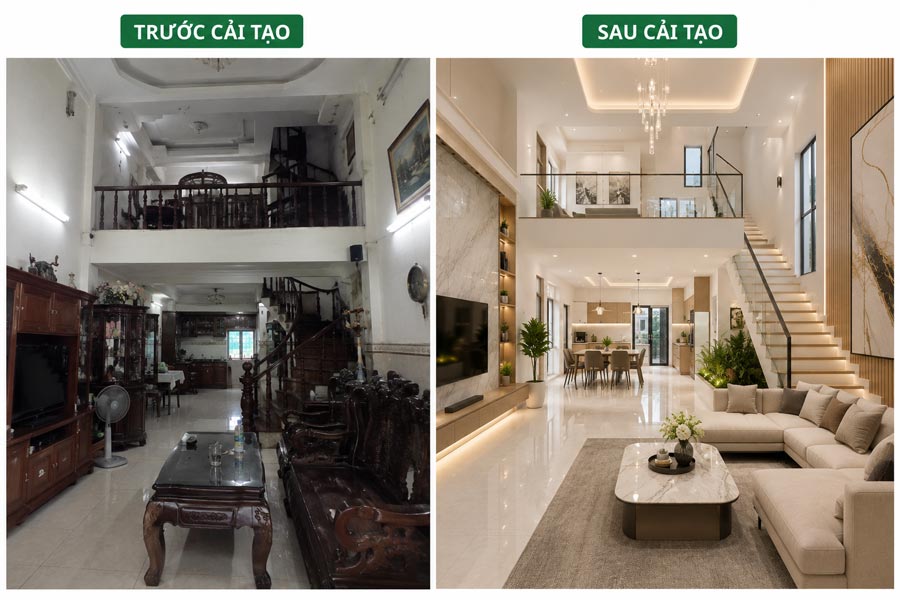 Nhà 2 tầng thiếu sáng, bí khí
