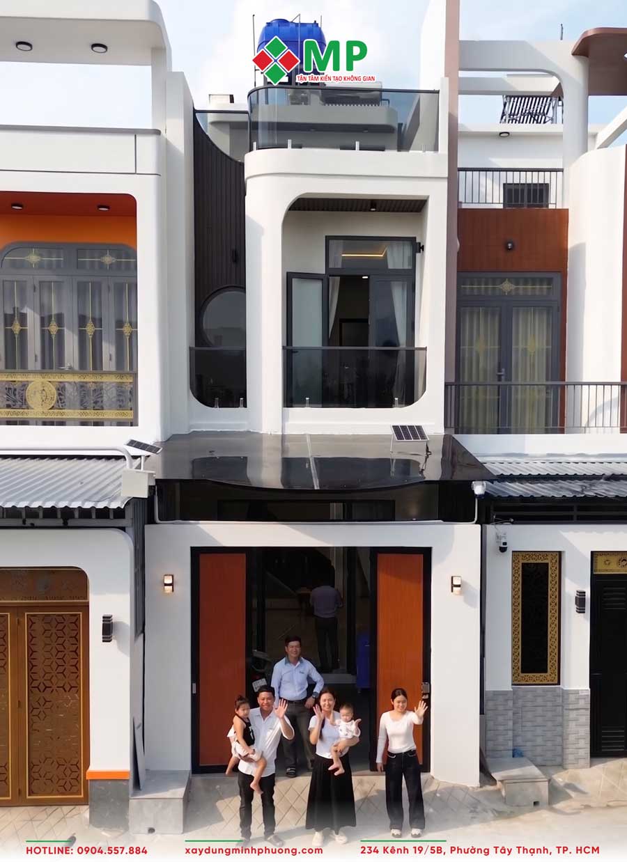 BÀN GIAO NHÀ PHỐ 3 TẦNG CẦN GIUỘC TÂY NINH HIỆN ĐẠI - BG1 4 Mặt tiền ngôi nhà phố 3 tầng cần giuộc Tây Ninh