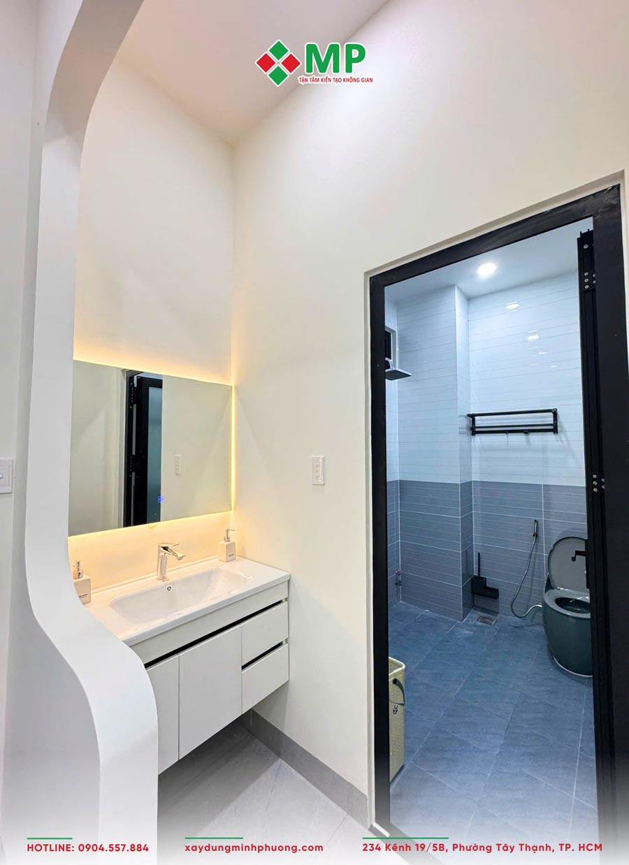 BÀN GIAO NHÀ PHỐ 3 TẦNG HIỆN ĐẠI 5X15M TIỀN GIANG - BG04 14 Khu vực nhà vệ sinh nhà phố 3 tầng 5x15m