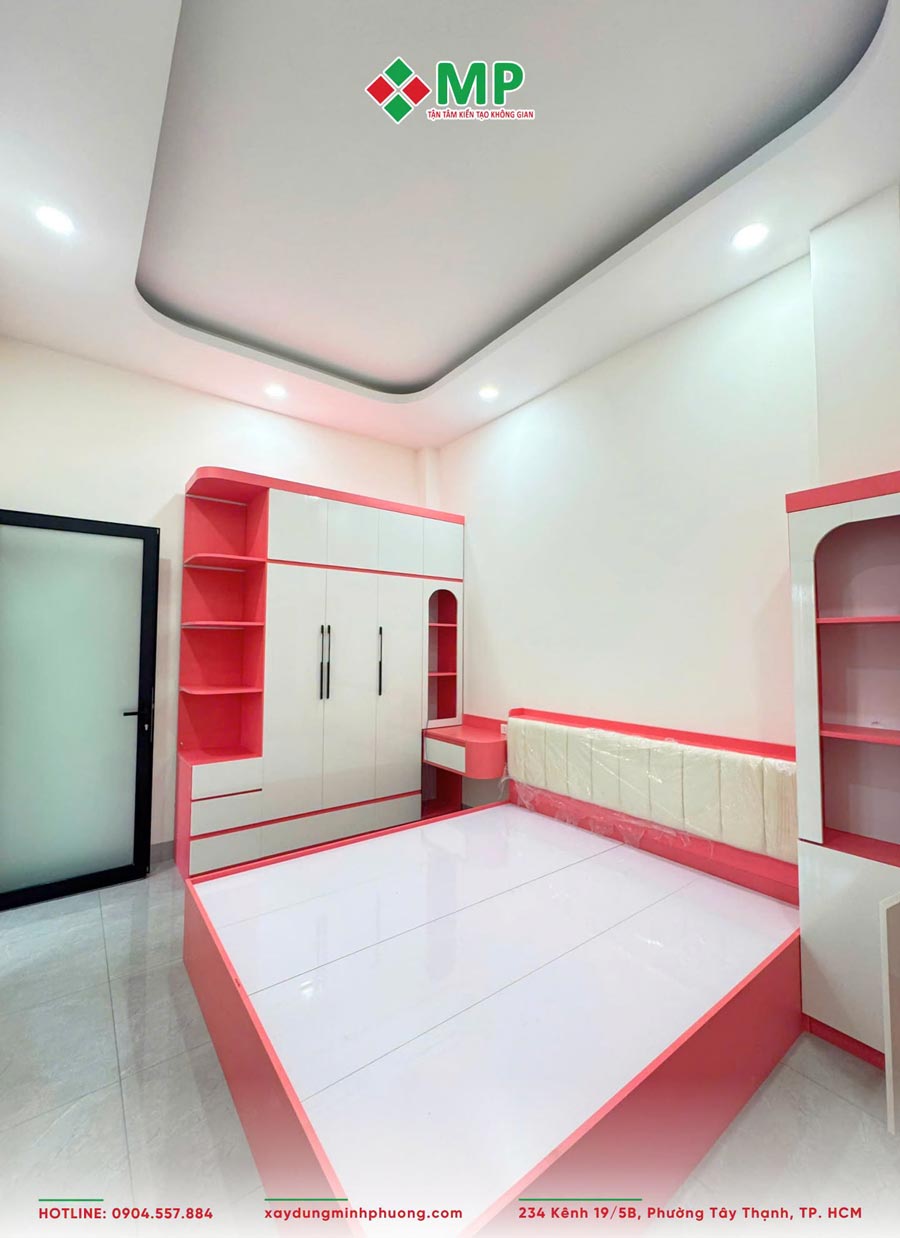 BÀN GIAO NHÀ PHỐ 3 TẦNG HIỆN ĐẠI 5X15M TIỀN GIANG - BG04 13 Khu vực phòng ngủ nhà phố 3 tầng hiện đại 5m x 15m