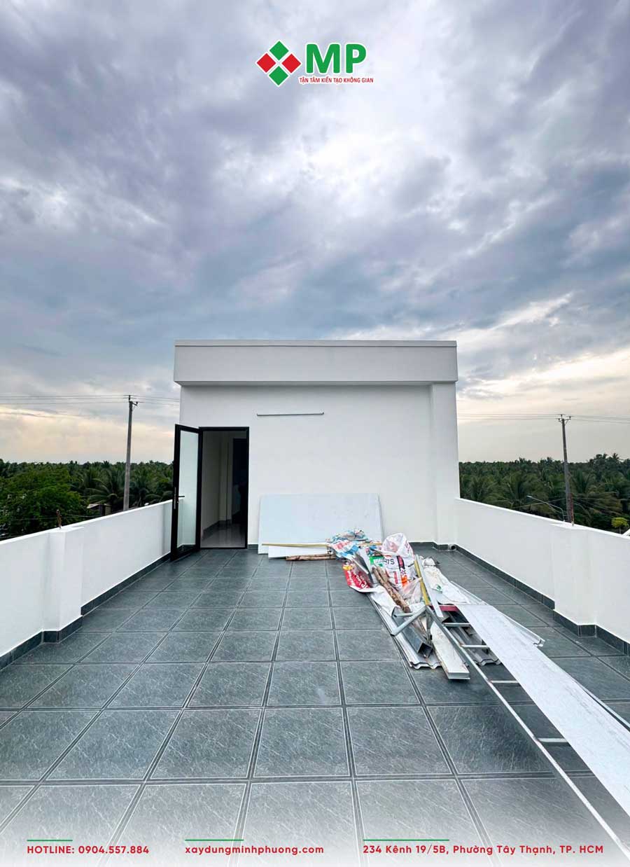 BÀN GIAO NHÀ PHỐ 3 TẦNG HIỆN ĐẠI 5X15M TIỀN GIANG - BG04 16 khu vực sân thượng nhà phố 3 tầng 5x15m