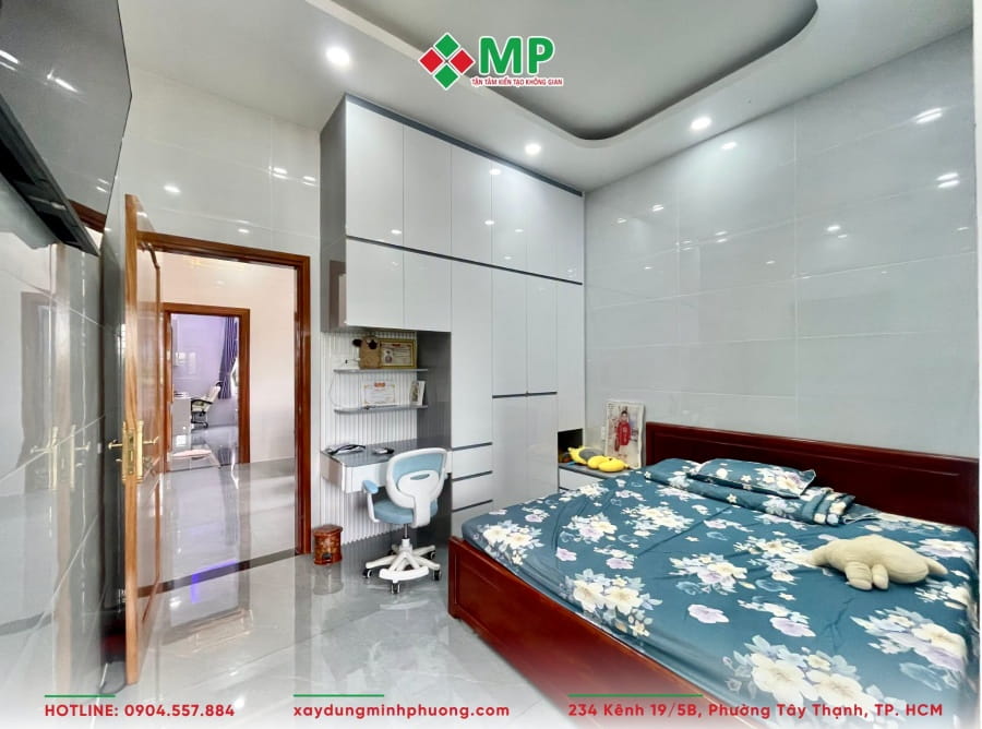 BÀN GIAO BIỆT THỰ 2 TẦNG TÂN CỔ ĐIỂN 8X17M ĐỒNG THÁP - BG09 8 Phòng ngủ của bé trai ấm cúng với tone màu trung tính và nguồn ánh sáng tự nhiên