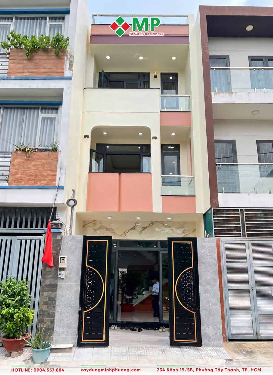 Bàn Giao Nhà Phố 3 Tầng 1 Tum 4x9m Tại Thủ Đức - BG13 4 Mặt tiền thực tế nhà phố 3 tầng 1 tum 4x9m