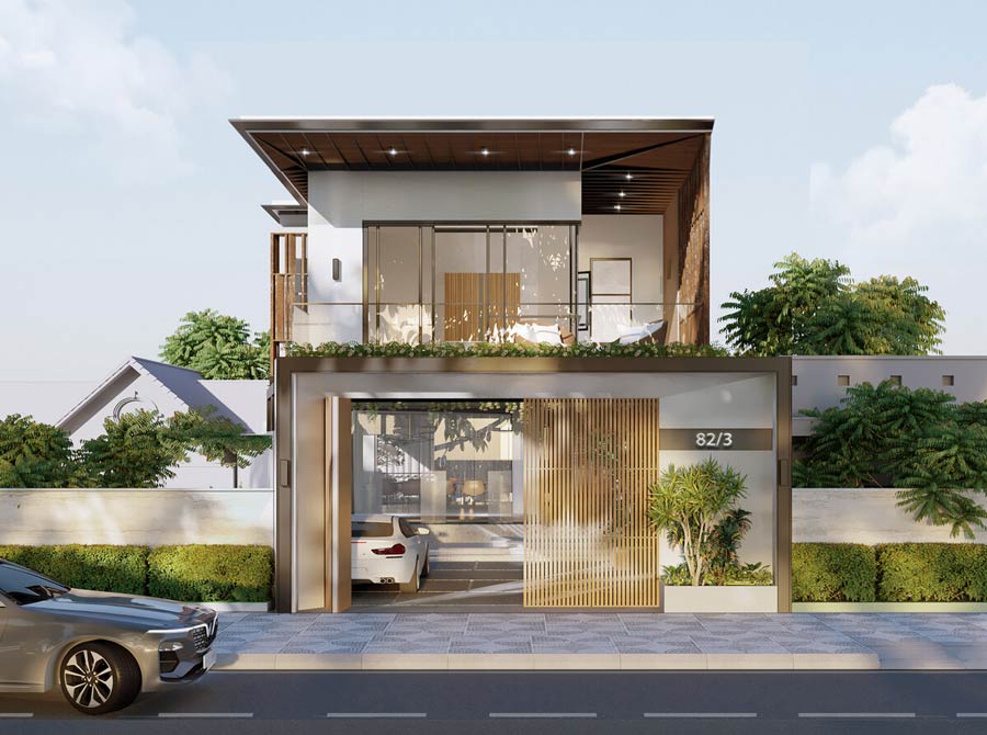 Mẫu nhà 2 tầng 50m2 phong cách hiện đại