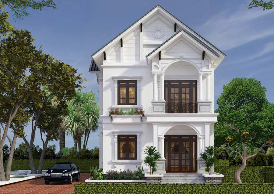 Mẫu nhà 2 tầng 50m2 tân cổ điển