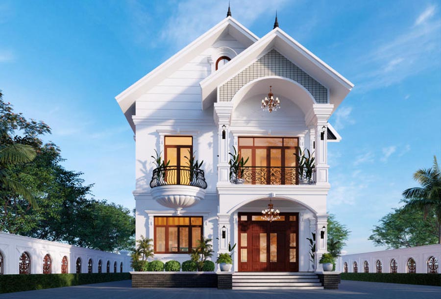 Mẫu nhà 2 tầng 50m2 tân cổ điển