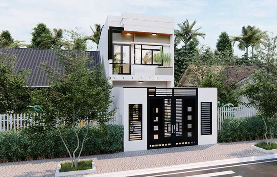 Thiết kế nhà 2 tầng 50m2 phong cách tối giản