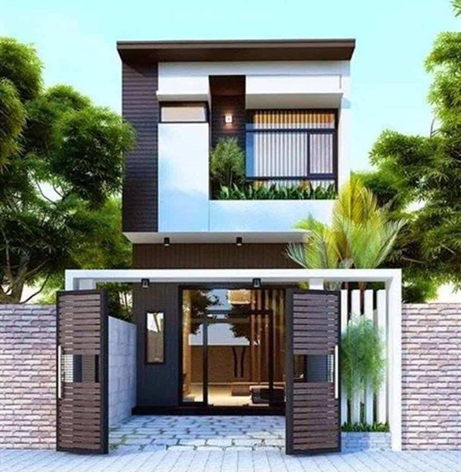Thiết kế nhà 2 tầng 50m2 phong cách tối giản