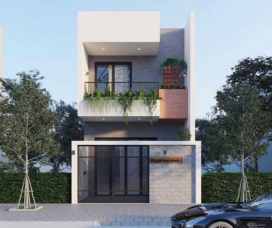 Thiết kế nhà 2 tầng 50m2 phong cách tối giản