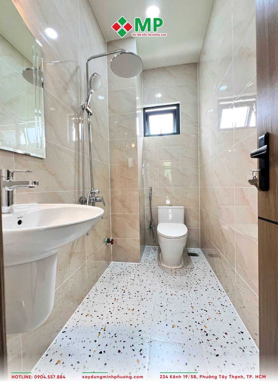 Bàn Giao Nhà Phố 3 Tầng 1 Tum 4x9m Tại Thủ Đức - BG13 13 Nhà vệ sinh trong căn nhà phố 3 tầng 1 tum