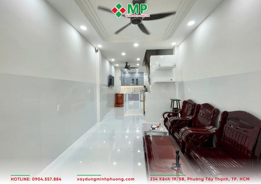 Bàn Giao Nhà Phố 4 Tầng Hiện Đại 3.5x13m Quận 8, HCM - BG17 6 Phòng khách của căn nhà phố 4 tầng 3x5x12m