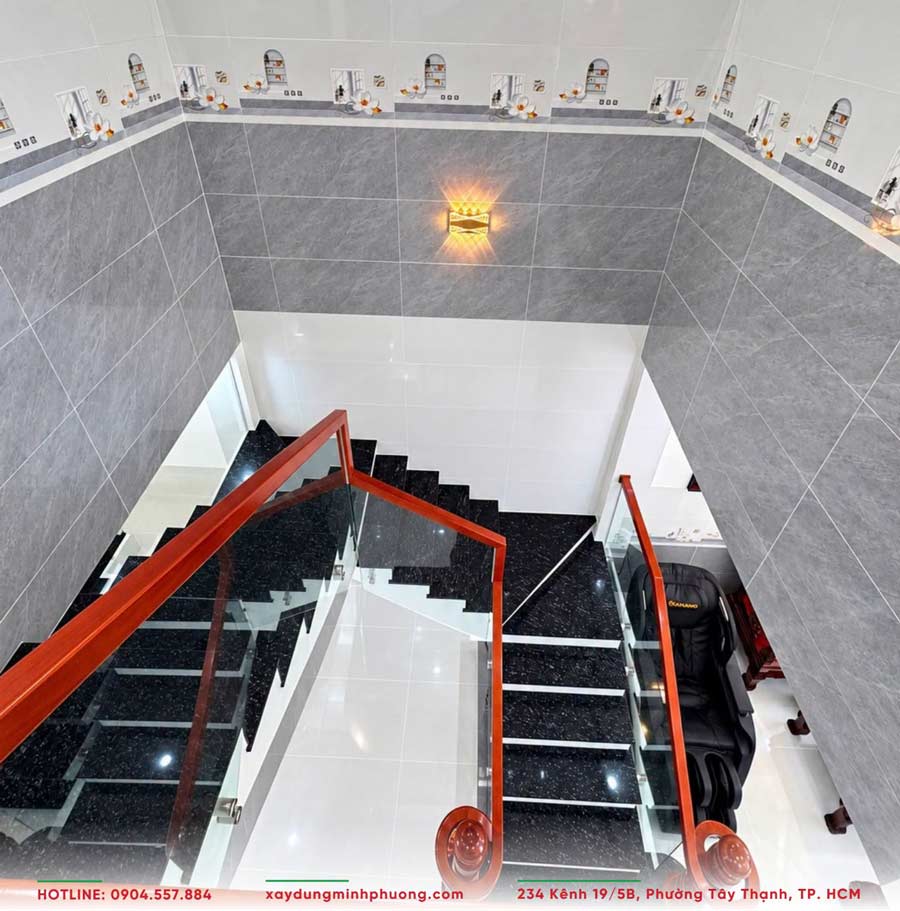 Bàn Giao Nhà Mái Thái Gác Lửng 6x16m Tại Cần Thơ - BG21 13 Khu vực cầu thang nhà mái thái gác lửng 6x16m