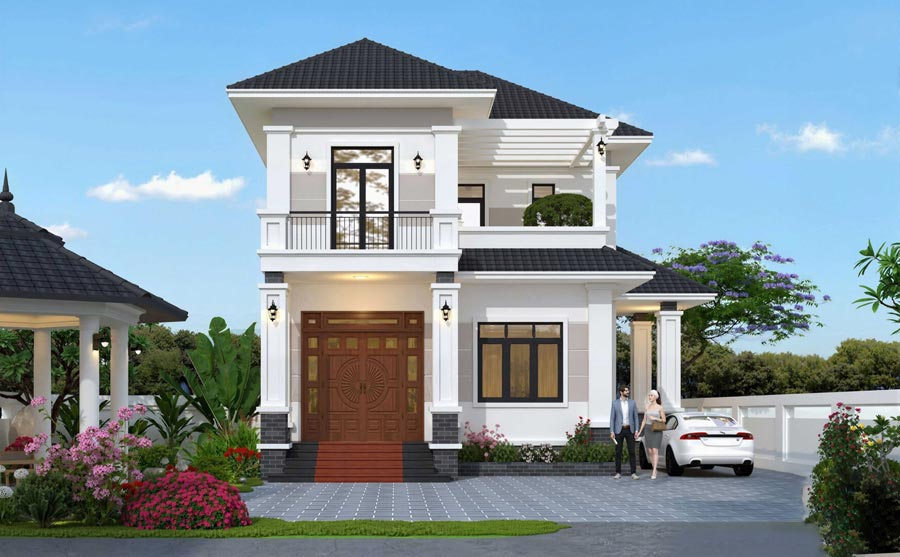 Chi Phí Thiết Kế Xây Dựng Nhà 2 Tầng 90m2 Hết Bao Nhiêu? 4 Phương án 1: Nhà 2 tầng 90m2 móng cọc, mái Nhật