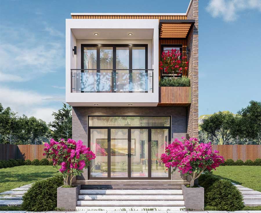 Dự Toán Giá Xây Nhà 2 Tầng 80m2 Đơn Giản, Chính Xác 3 Phương án 1: Nhà 2 tầng 80m2 móng đơn, mái tôn