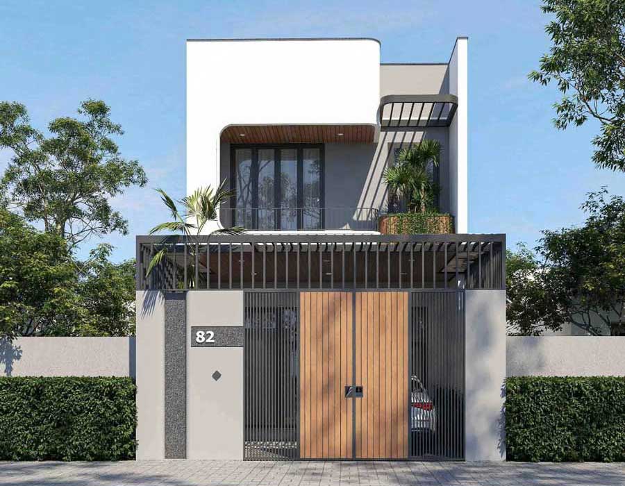 Dự Toán Giá Xây Nhà 2 Tầng 80m2 Đơn Giản, Chính Xác 11 Mẫu nhà 2 tầng 80m2 phong cách tối giản