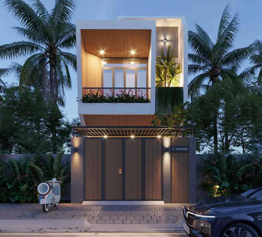 Dự Toán Giá Xây Nhà 2 Tầng 80m2 Đơn Giản, Chính Xác 12 Mẫu nhà 2 tầng 80m2 phong cách tối giản