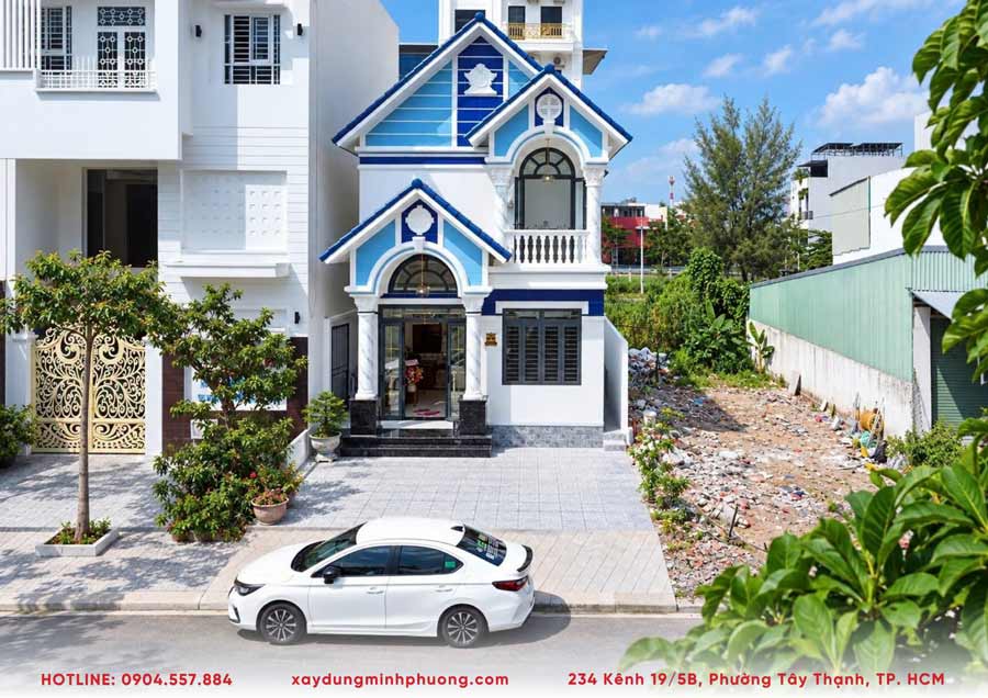 Bàn Giao Nhà Mái Thái Gác Lửng 6x16m Tại Cần Thơ - BG21 3 Kiến trúc mặt tiền nhà mái Thái gác lửng 6x16m