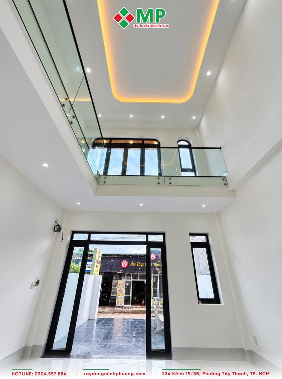 Bàn Giao Nhà Phố Gác Lửng Hiện Đại 5x17m Tại An Giang - BG25 6 Phòng khách nhà phố có gác lửng rộng rãi, thoáng đãng
