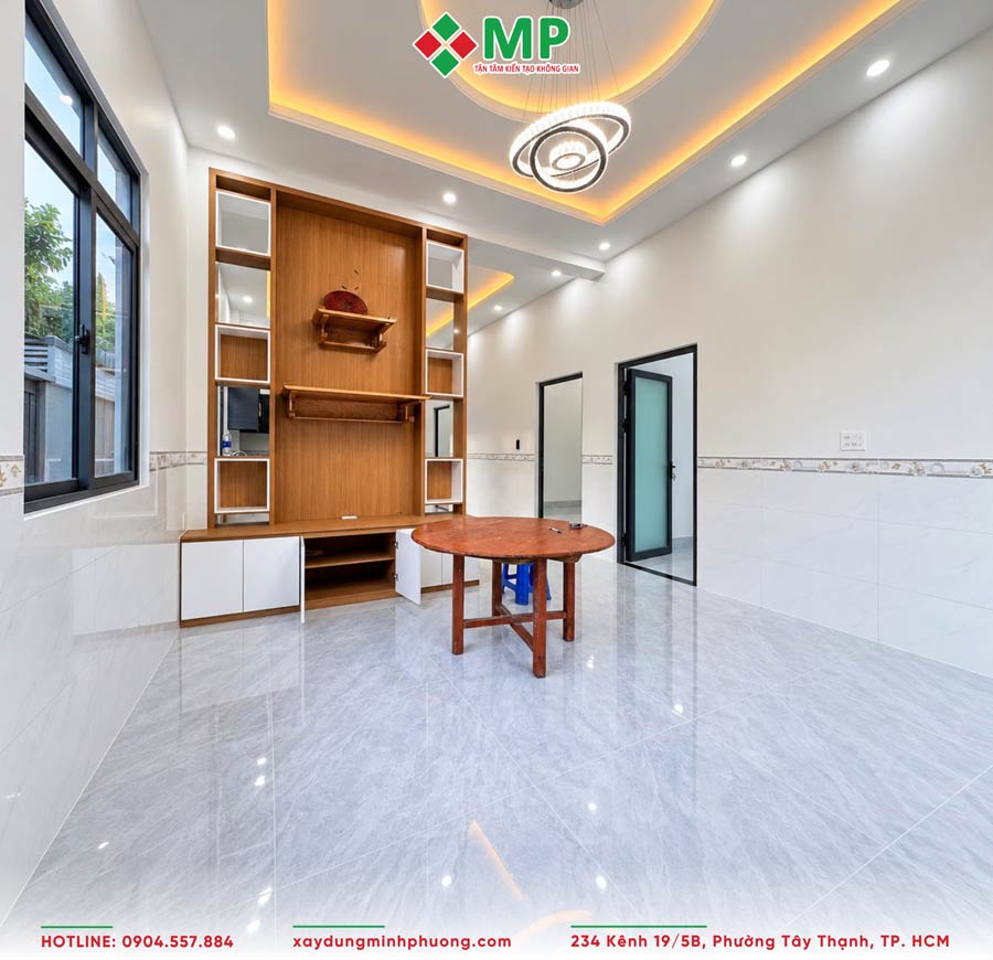 Bàn Giao Nhà Cấp 4 Mái Bằng 7x13m Hiện Đại Cần Thơ - BG24 5 Khu vực phòng khách rộng rãi, hiện đại và tiện nghi
